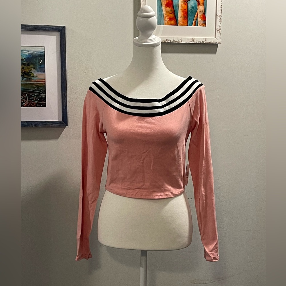 Body Central Cropped Off The Shoulder Pink Top Size XL